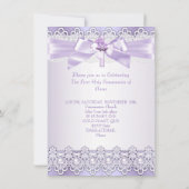 Invitation Première Sainte Communion Filles Lilac Lavender vi (Dos)