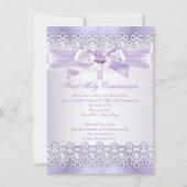 Invitation Première Sainte Communion Filles Lilac Lavender vi (Devant)