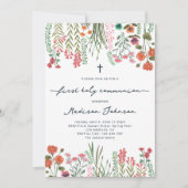 Invitation Première sainte communion fleur sauvage (Devant)