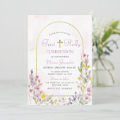 Invitation Première sainte communion fleur sauvage (Debout devant)
