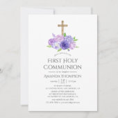 Invitation Première Sainte Communion Fleur Ultra Violet (Devant)