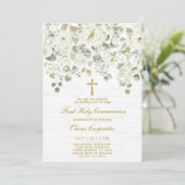 Invitation Première sainte communion florale blanche (Debout devant)