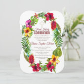 Invitation Première sainte communion florale tropicale hawaïe (Debout devant)