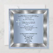 Invitation Première Sainte Communion Garçon Argent Bleu 2a (Dos)