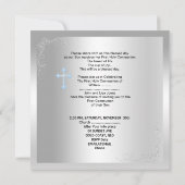 Invitation Première Sainte Communion Garçon Bleu Argent (Dos)