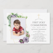 Invitation Première sainte communion géométrique Succulente (Devant)