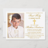 Invitation Première Sainte Communion Gold Frame Photo (Devant)