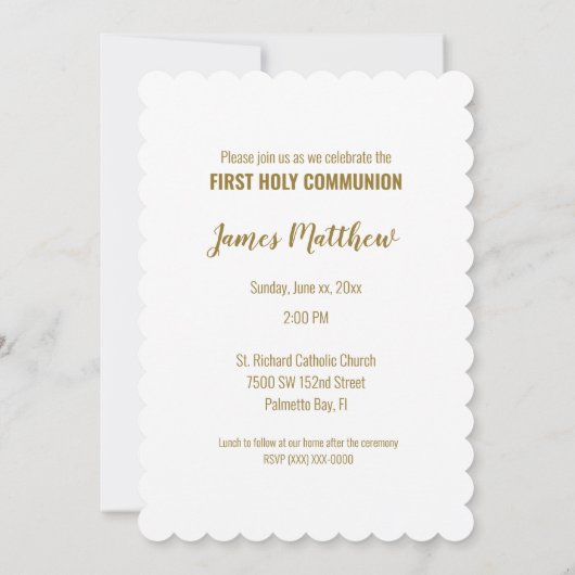 Invitation Première Sainte Communion Gold Look Cro (Dos)
