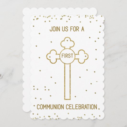 Invitation Première Sainte Communion Gold Look Cro (Devant / Derrière)