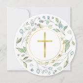Invitation Première Sainte Communion Laurel Garland Gold Circ (Devant)