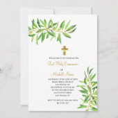 Invitation Première Sainte Communion Moderne Simple Olive Bra (Devant)