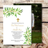 Invitation Première Sainte Communion Moderne Simple Olive Bra