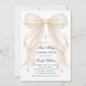 Invitation Première Sainte Communion Nœud Perles (Devant)