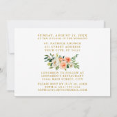 Invitation Première Sainte Communion - Pêche photo Or floral (Dos)