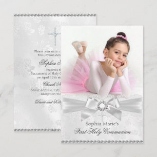 Invitation Première Sainte Communion Photo Arc et Croix de Di