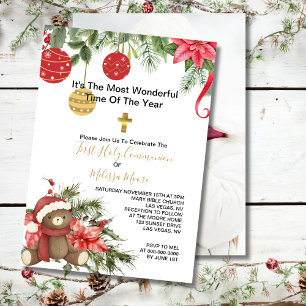 Invitation Première Sainte Communion Photo hiver Noël