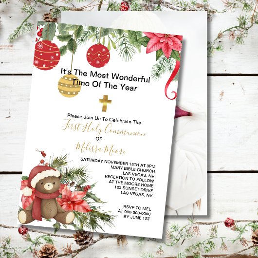 Invitation Première Sainte Communion Photo hiver Noël