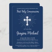 Invitation Première Sainte Communion pour la Croix Bleue de l (Devant / Derrière)