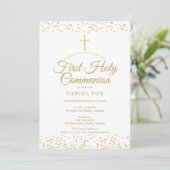 Invitation Première Sainte Communion Poussière d'O (Debout devant)