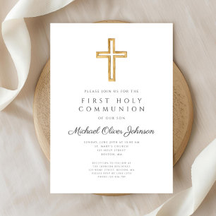 Invitation Première Sainte Communion Religieuse Croix Élégant