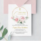 Invitation Première sainte communion rose