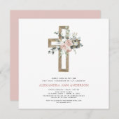 Invitation Première Sainte Communion Rose Dusty (Devant / Derrière)