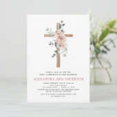 Invitation Première Sainte Communion Rose Dusty Rose vert Inv (Debout devant)