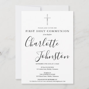 Invitation Première Sainte Communion Signature moderne Script