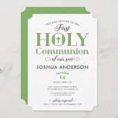 Invitation Première sainte communion typographique (Devant / Derrière)