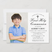 Invitation Première Sainte Communion Un Photo Élégant Garçon (Devant)