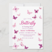 Invitation Première simple fête des papillons pourpres de 1er (Devant)