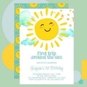 Invitation Première Tour Autour Du Soleil Fête D'anniversaire