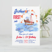 Invitation Première vente marine marine 1ère fête d'anniversa (Debout devant)