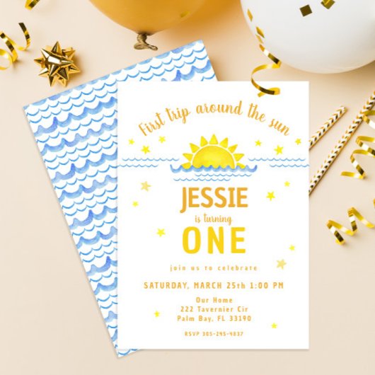 Invitation Première visite aquarelle autour du soleil Invitat