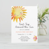 Invitation Première Visite Autour Du Soleil 1Er Anniversaire (Debout devant)