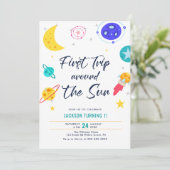 Invitation Première Visite Autour Du Soleil 1Er Anniversaire  (Debout devant)