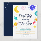 Invitation Première Visite Autour Du Soleil 1Er Anniversaire  (Devant / Derrière)