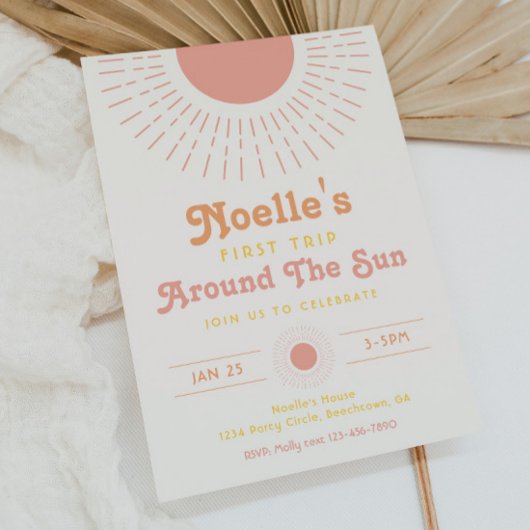 Invitation Première visite de la fille autour du soleil Invit