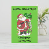 Invitation Premières Père Noël de Noël pour bébé Animaux vert (Debout devant)