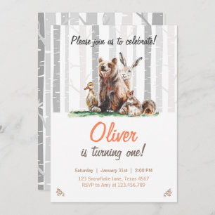 Invitation Premiers animaux de forêt d'invitation