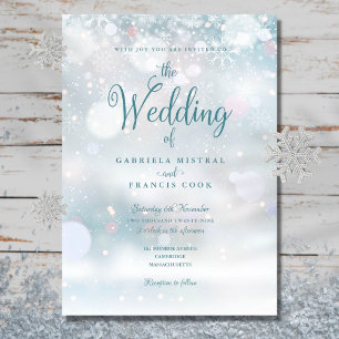Invitation Premiers flocons de neige élégant mariage script