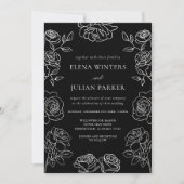 Invitation Premium Black And White French Roses Wedding (Devant)