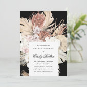 Invitation Premium Black Floral Pampas Fête des mariées Bohèm (Debout devant)