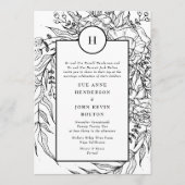 Invitation Premium Elegant Monogramme blanc Wreath noir (Devant)