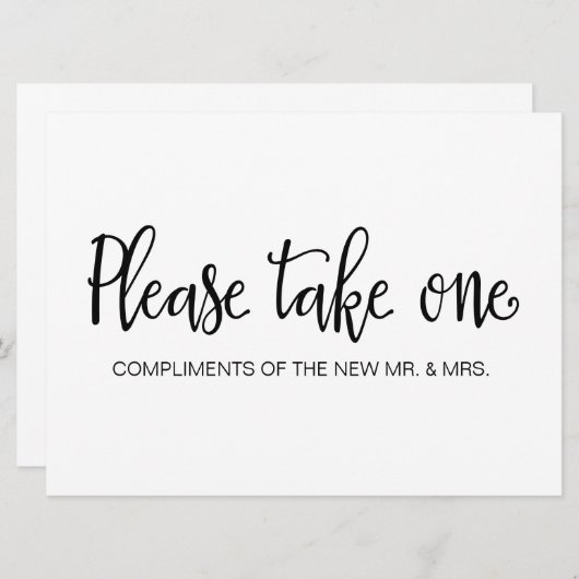 Invitation "Prenez-en un" Symbole des faveurs de mariage (Devant / Derrière)