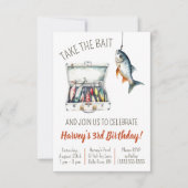 Invitation Prenez l'appât, Fête d'anniversaire sur le thème d (Devant)