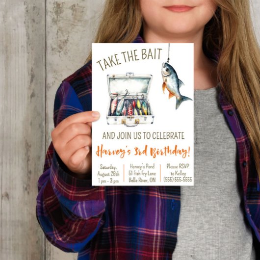 Invitation Prenez l'appât, Fête d'anniversaire sur le thème d