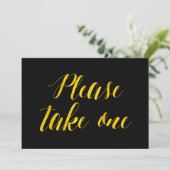 Invitation "Prenez un" Signe de Mariage Chic en Faux Or Feuil (Debout devant)