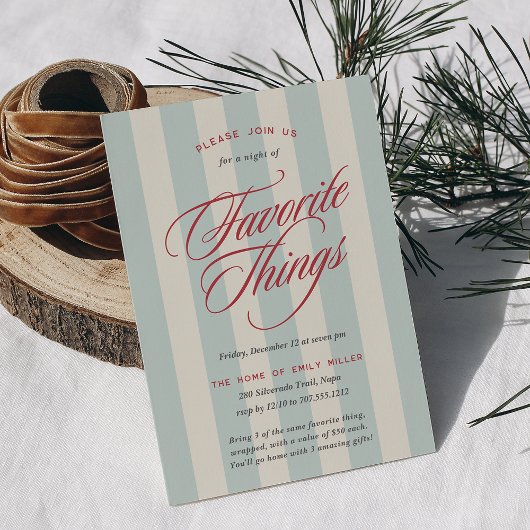 Invitation Prep Stripe Holiday Favorite Things Party