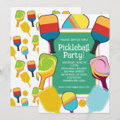 Invitation Prépa Rose Vert & Jaune Pickleball (Devant / Derrière)
